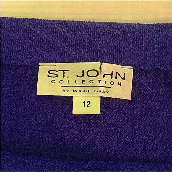 ST. JOHN VIBRANT ROYAL BLUE 3 PIECE SUIT JACKET 8 SHIRT SMALL SKIRT 12 E… - Picture 5 of 10